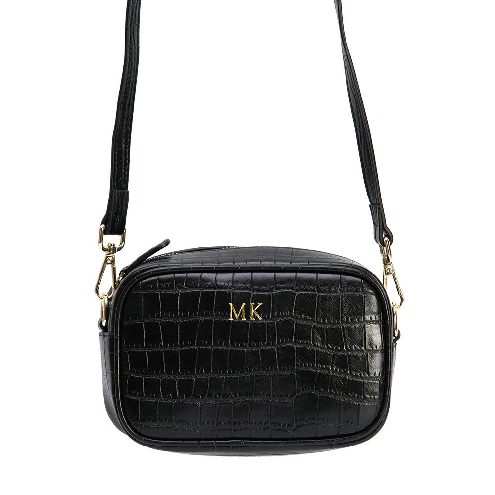 Download Black Mock Croc Side Bag