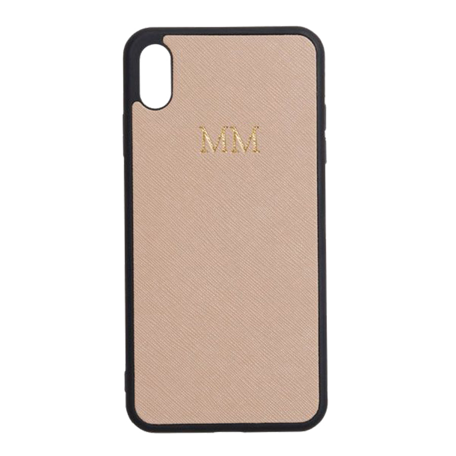 iPhone XS Max Case in Taupe Saffiano 
