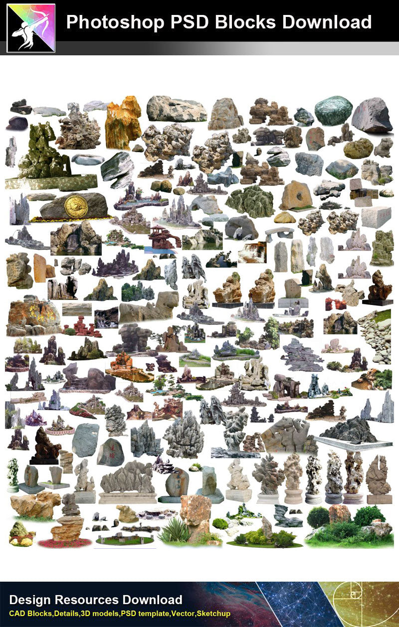 【Photoshop PSD Blocks】Landscape Stone PSD Blocks 1