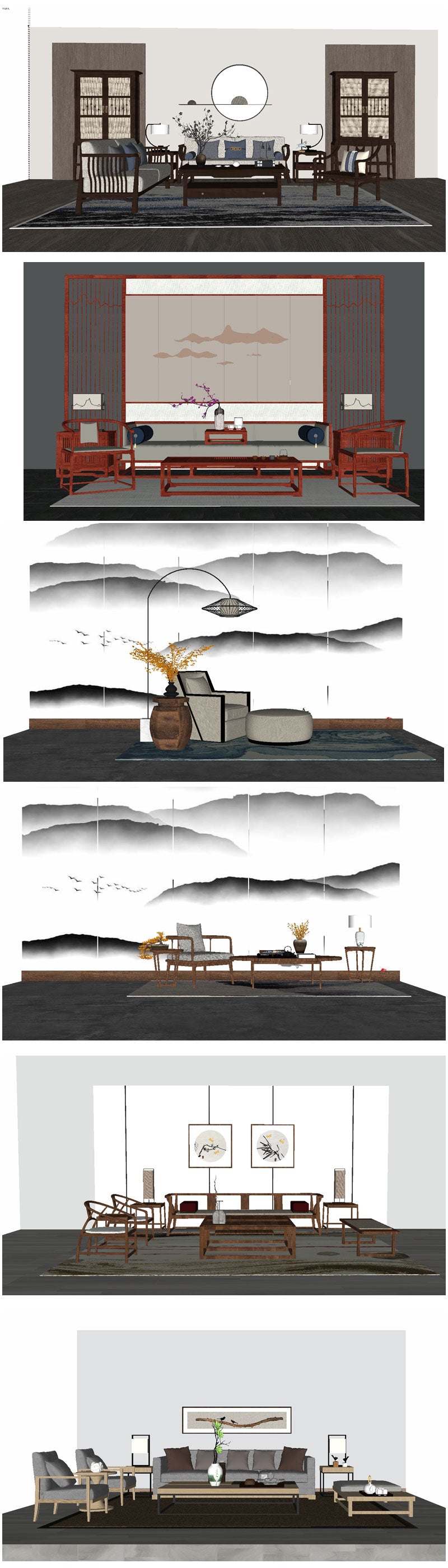 💎【Sketchup Architecture 3D Projects】12 Types of Chinese sofa Sketchup 3D Models