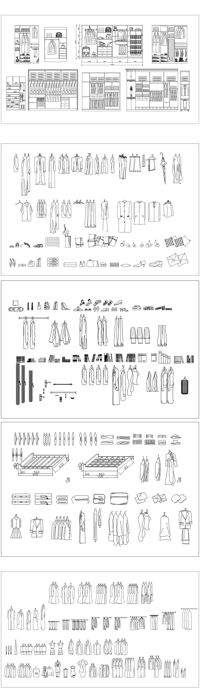 ☆【Clothes,Shoes,Hats,Wardrobe Accessories Autocad Blocks Collections】A