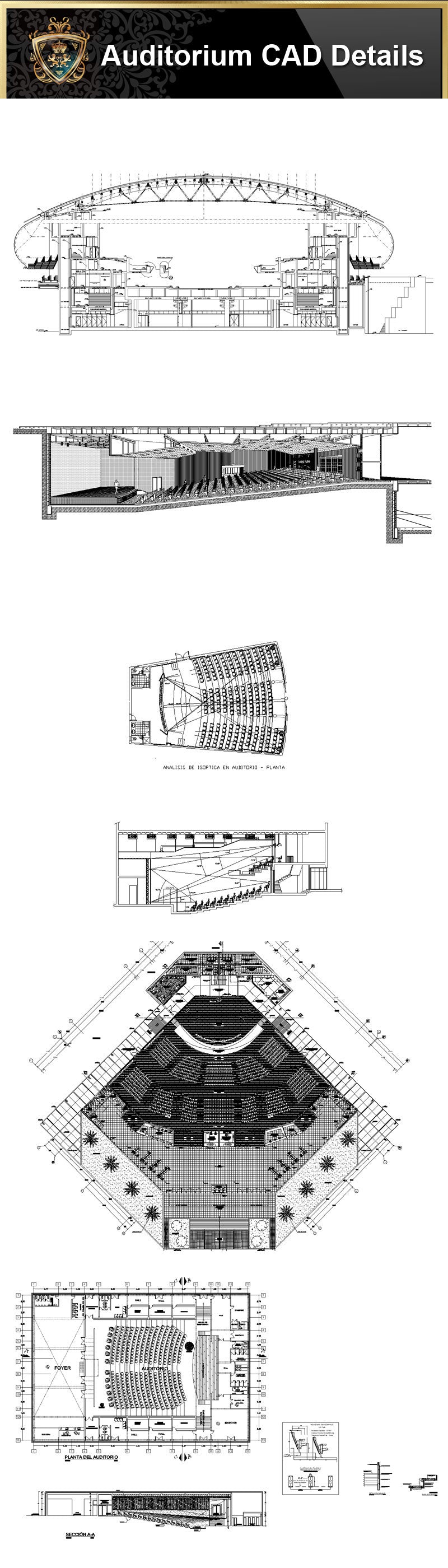 ★【Auditorium CAD Drawings Collection】@Auditorium Design,Autocad Blocks,AuditoriumDetails,Auditorium Section,Auditorium elevation design drawings