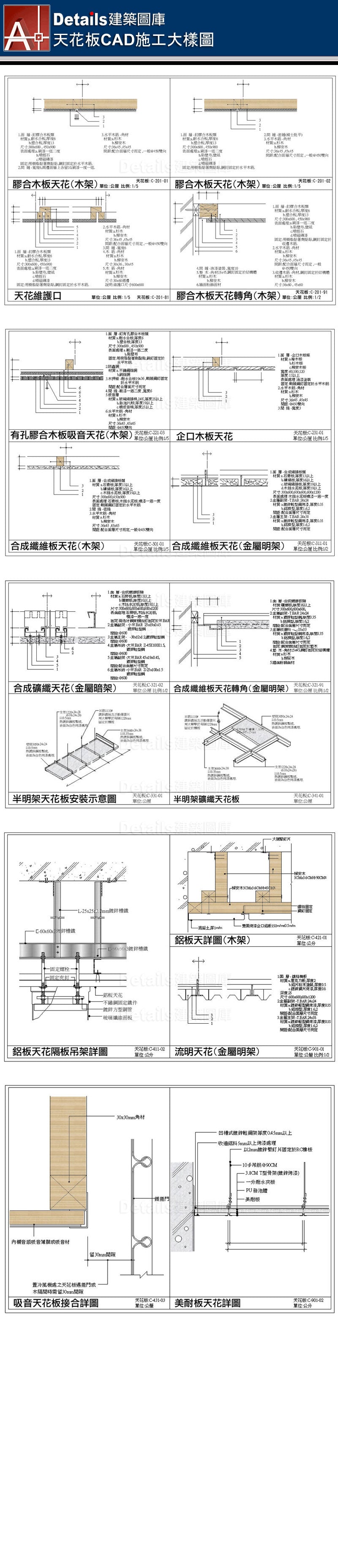 ★【Ceiling CAD Details Collections 天花板施工大樣合輯】Ceiling CAD Details Bundle天花板CAD施工大樣圖