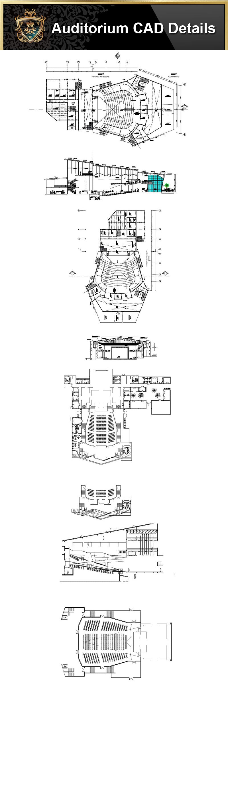 ★【Auditorium CAD Drawings Collection】@Auditorium Design,Autocad Blocks,AuditoriumDetails,Auditorium Section,Auditorium elevation design drawings