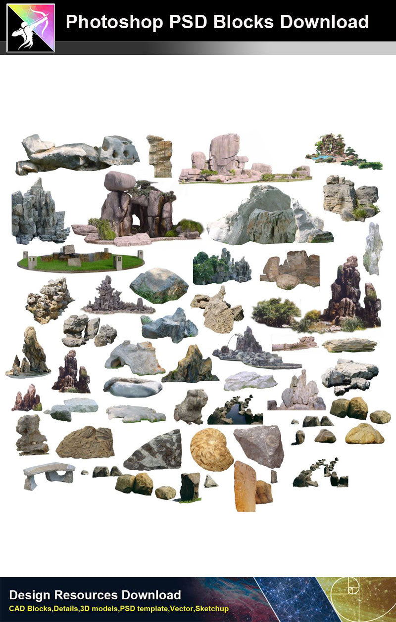 【Photoshop PSD Blocks】Landscape Stone PSD Blocks 2