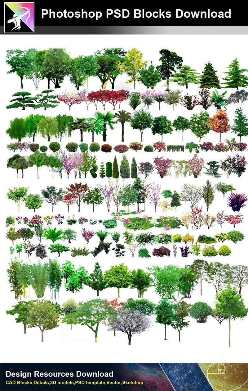 【Photoshop PSD Blocks】Landscape Tree PSD Blocks 9