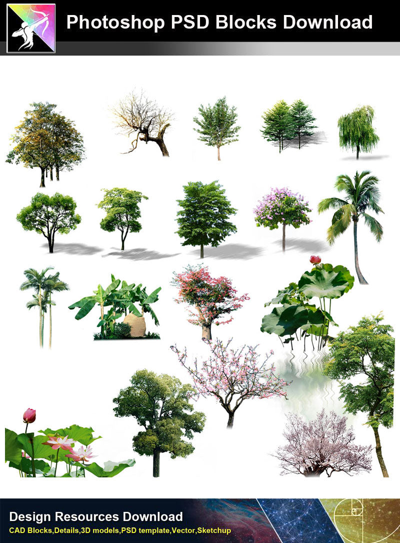 【Photoshop PSD Blocks】Landscape Tree PSD Blocks 10