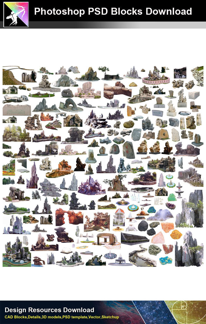 【Photoshop PSD Blocks】Landscape Stone PSD Blocks 3