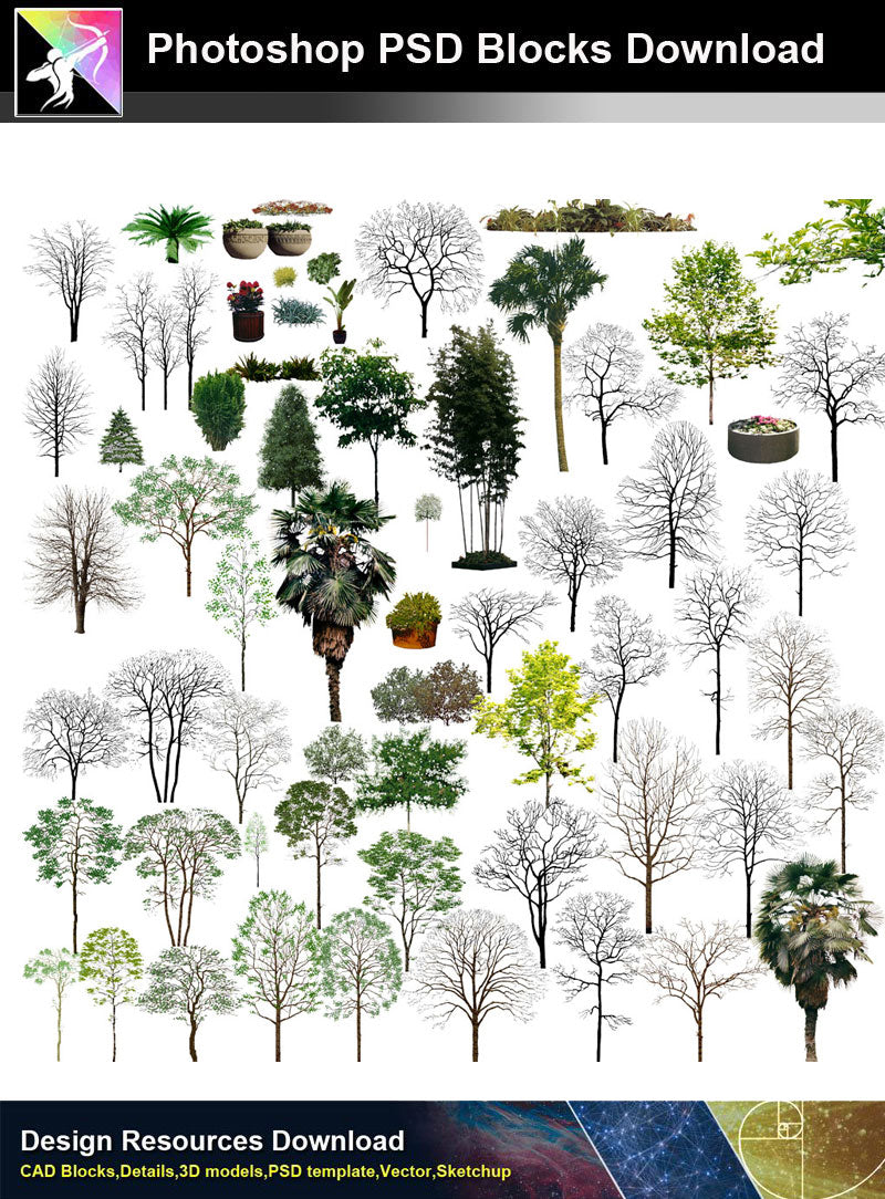 【Photoshop PSD Blocks】Landscape Tree PSD Blocks 19
