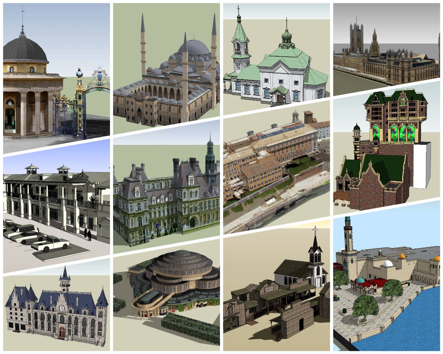 💎【Sketchup Architecture 3D Projects】European Classical Architecture Sketchup 3D Models V2