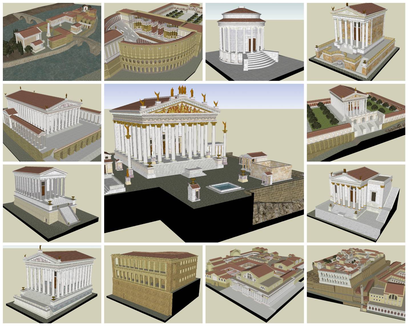 💎【Sketchup Architecture 3D Projects】Ancient roman architecture model- Sketchup 3D Models V2