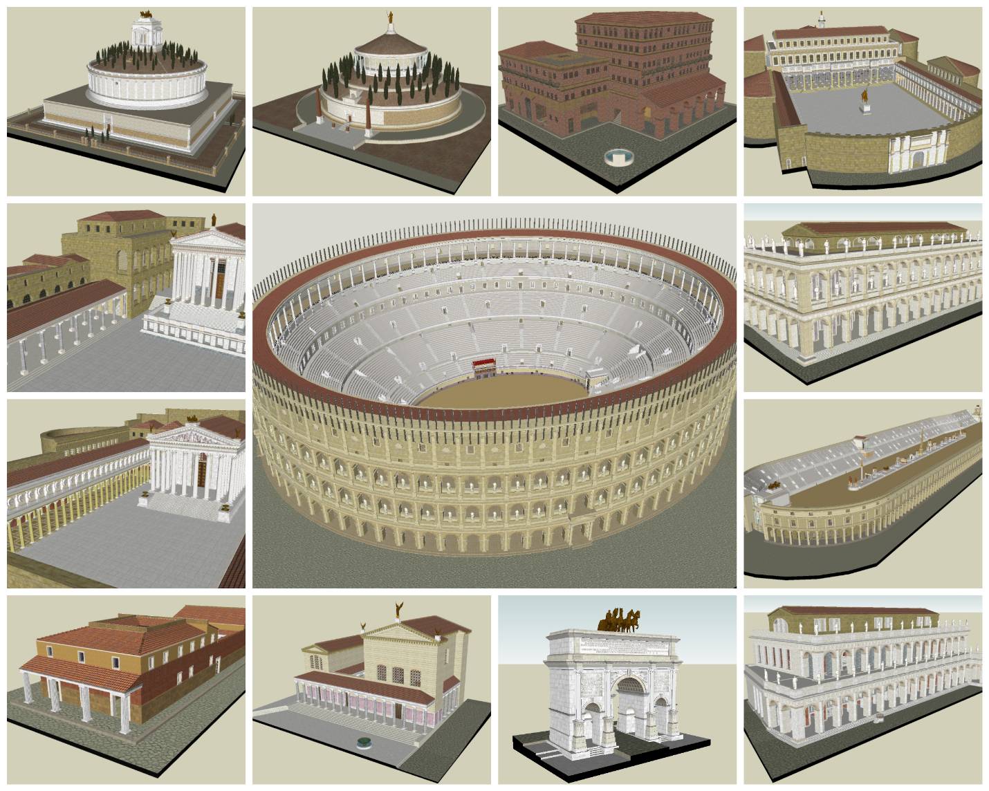 💎【Sketchup Architecture 3D Projects】Ancient roman architecture model- Sketchup 3D Models V1