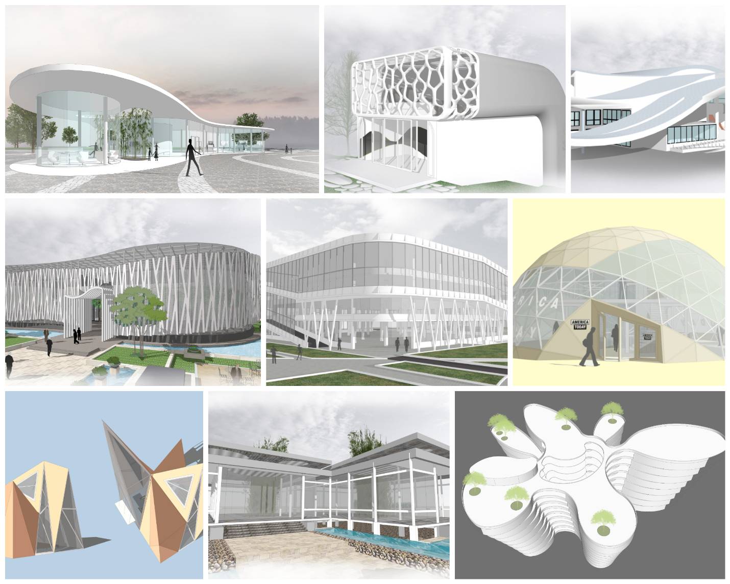 💎【Sketchup Architecture 3D Projects】Curve Polygon Gallery ,Art Museum Sketchup 3D Models