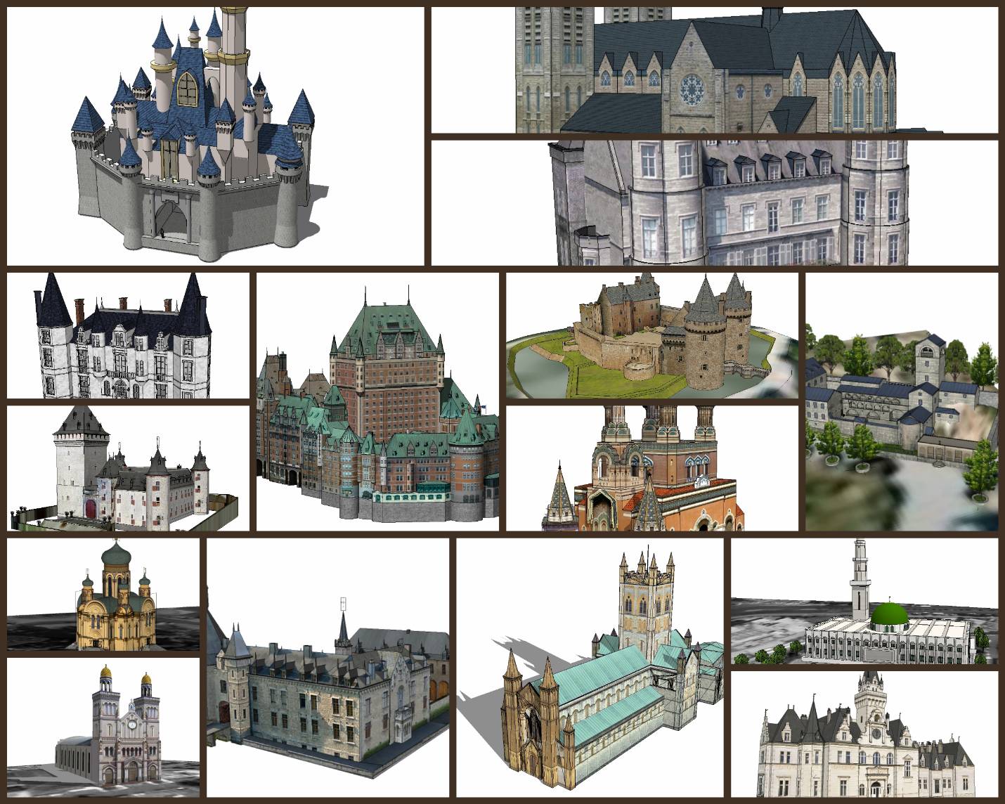 💎【Sketchup Architecture 3D Projects】15 Types of Castle Design Sketchup 3D Models V2