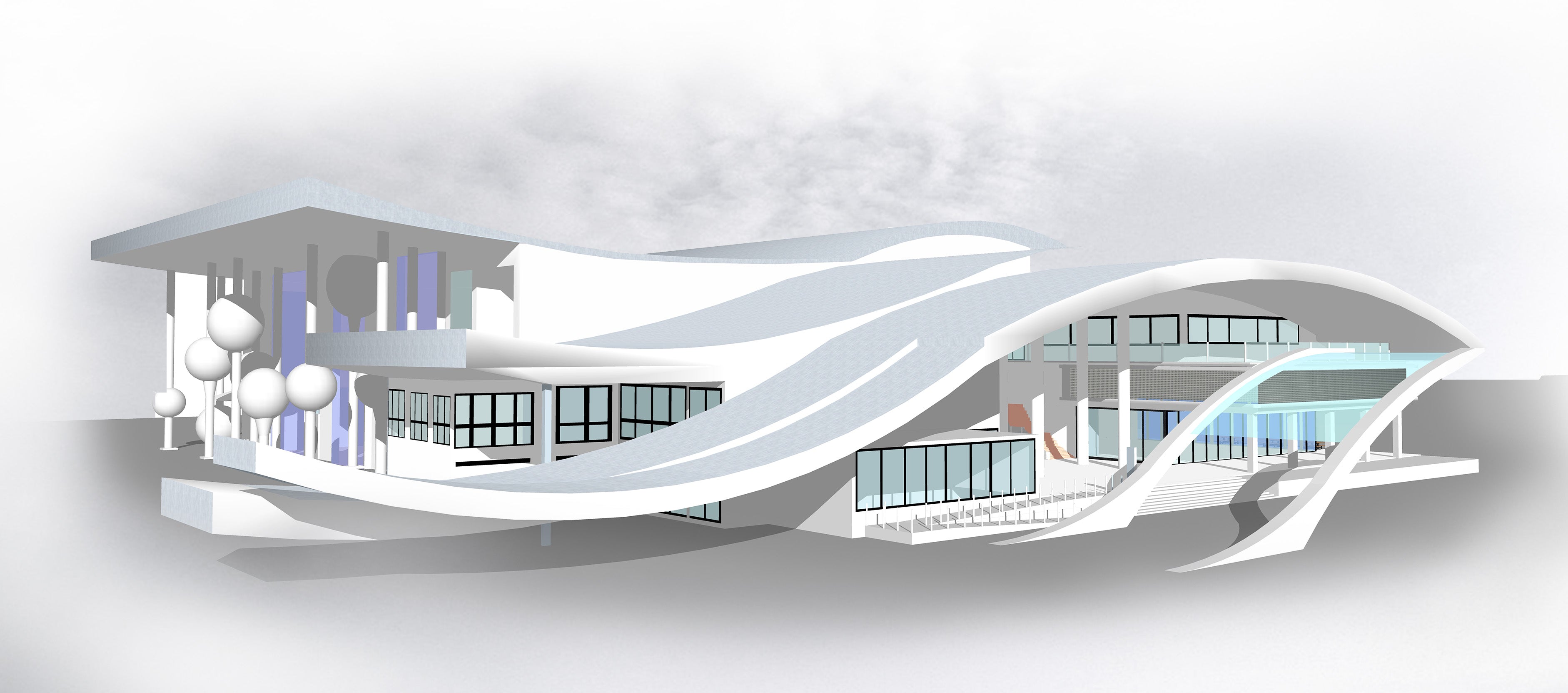 💎【Sketchup Architecture 3D Projects】Curve Polygon Gallery ,Art Museum Sketchup 3D Models