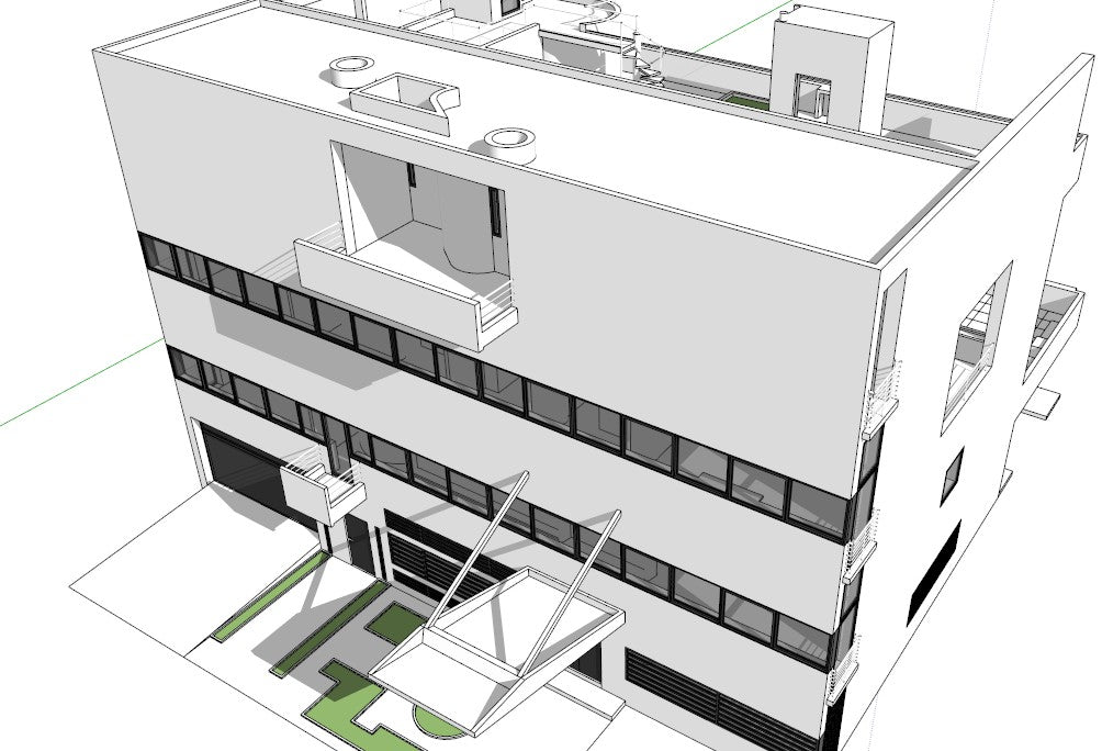 【Famous Architecture Project】Villa stein - le corbusier Sketchup 3d model-Architectural 3D CAD model