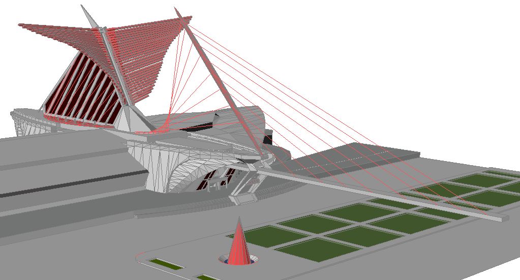 【Famous Architecture Project】Milwaukee art museum CAD 3D Drawing, by santiago calatrava-Architectural 3D CAD model