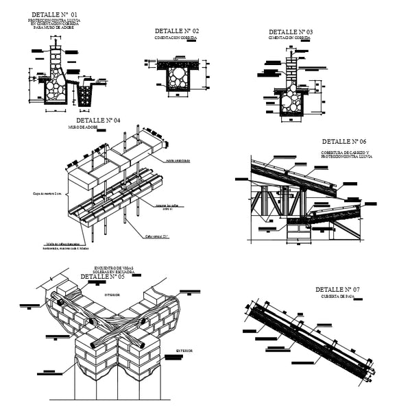 【CAD Details】Mud and woods joint and constructions CAD detail drawing