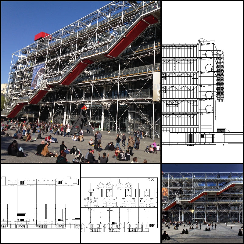 【Famous Architecture Project】Le centre Pompidou-CAD Drawings