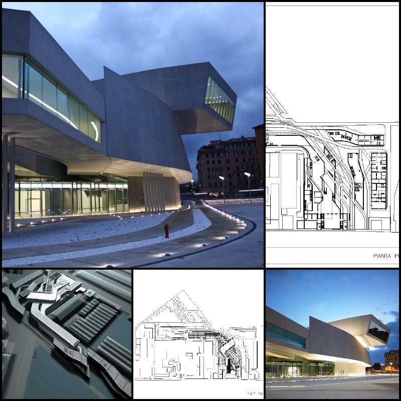 【Famous Architecture Project】MAXXI Museum -Zaha Hadid-Architectural CAD Drawings