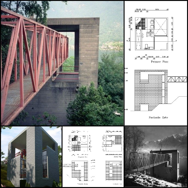 【Famous Architecture Project】Casa con puente en Italia - Botta-Architectural CAD Drawings