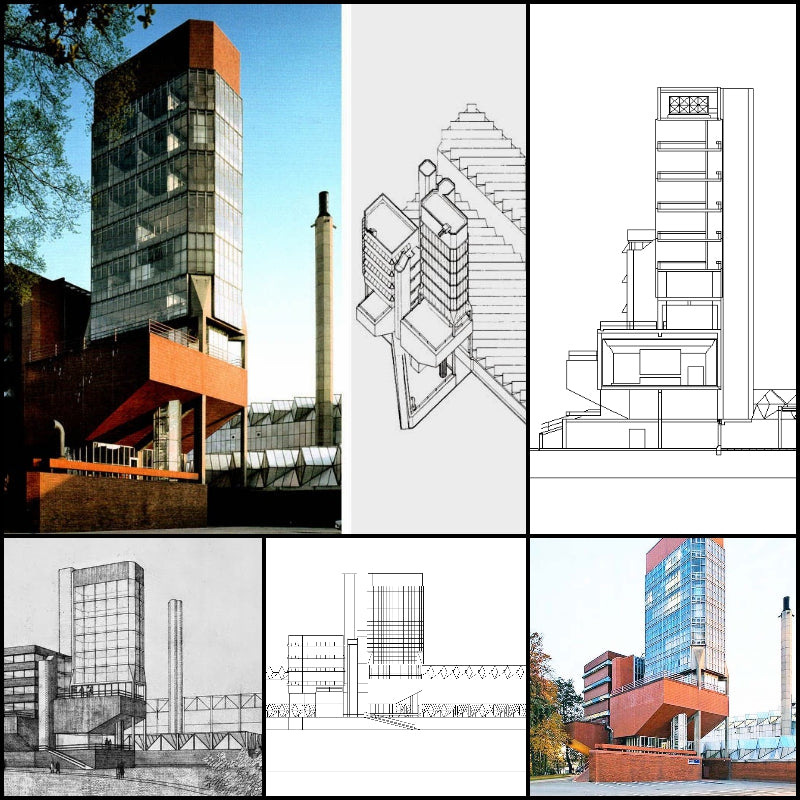 【Famous Architecture Project】University of Leicester-James Stirling-Architectural CAD Drawings