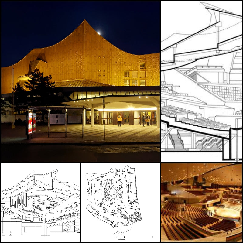 【Famous Architecture Project】Hans Scharoun's Berliner Philharmonie-Architectural CAD Drawings