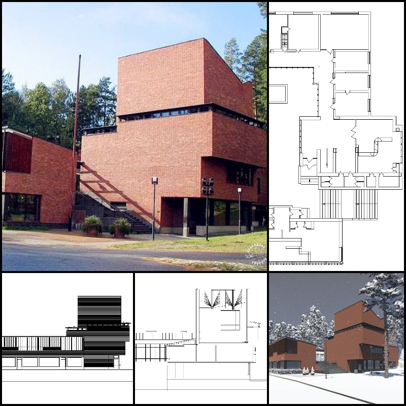 【Famous Architecture Project】Saynatsalo Town Hall-Alvar Aalto-Architectural CAD Drawings