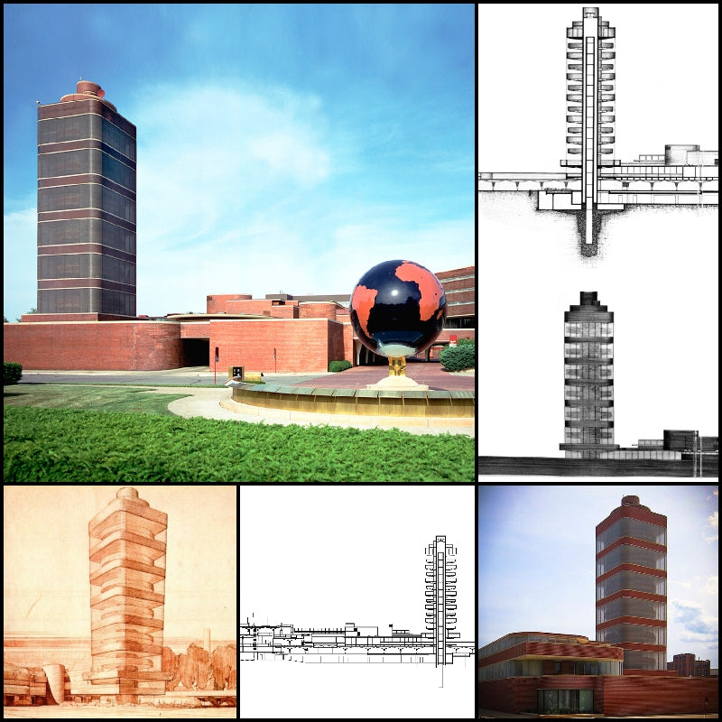 【Famous Architecture Project】SC Johnson Administration Building and Research Tower-Frank Lloyd Wright-Architectural CAD Drawings
