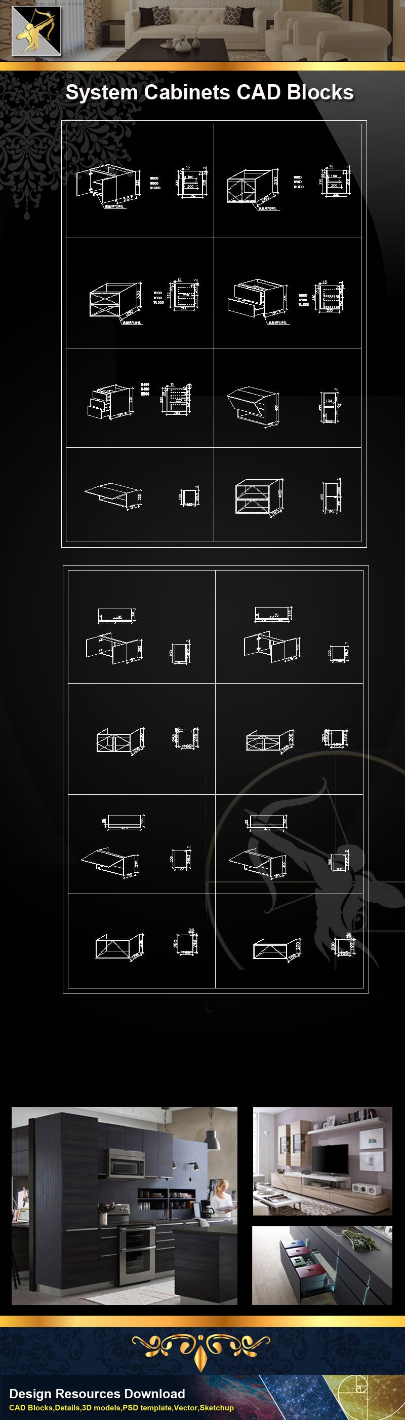 ★System Cabinets CAD Blocks V2-Bookcases,Cabinets,Desks,computer desks,Dishwashers,Kitchen ,,Storage cabinets,Storage system