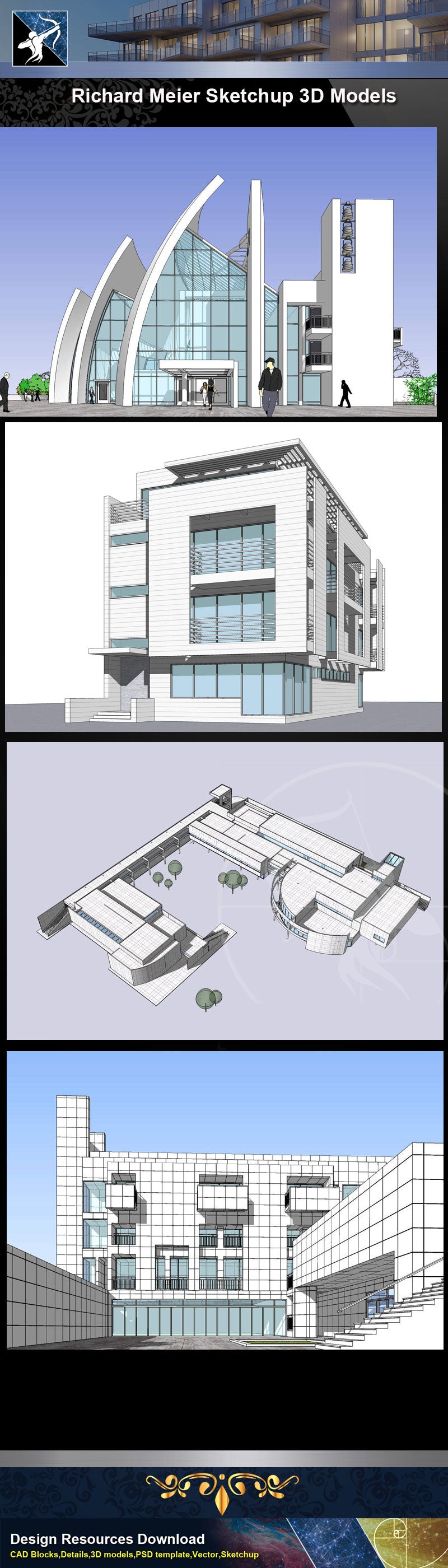 ★Famous Architecture -Richard Meier Sketchup 3D Models