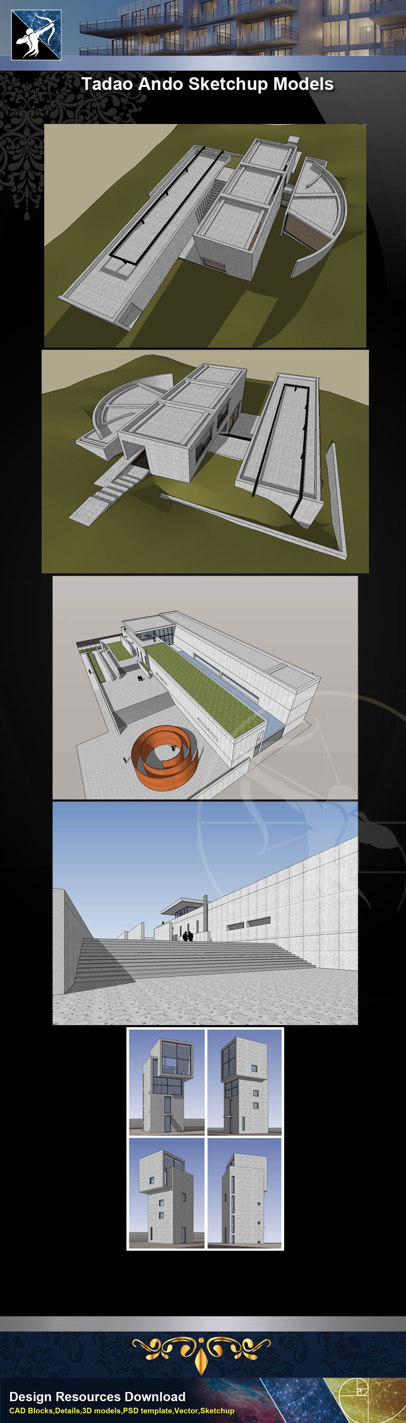 ★★Famous Architecture -Tadao Ando Sketchup 3D Models