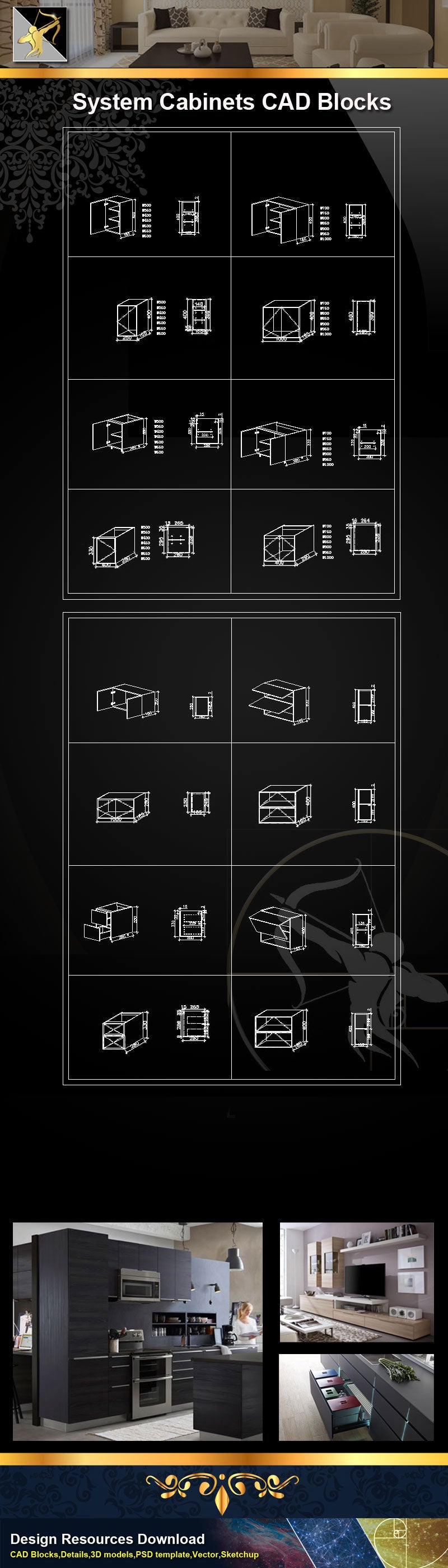 ★System Cabinets CAD Blocks V2-Bookcases,Cabinets,Desks,computer desks,Dishwashers,Kitchen ,,Storage cabinets,Storage system