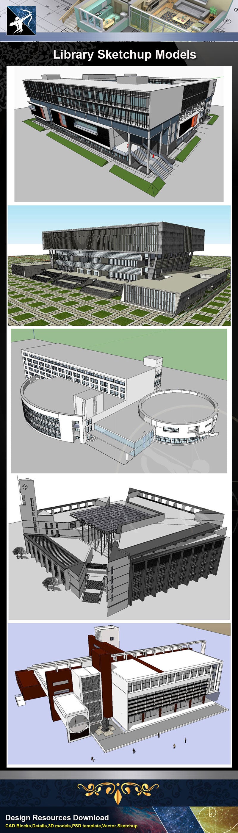 ★Sketchup 3D Models-15 Types of Library Sketchup Models