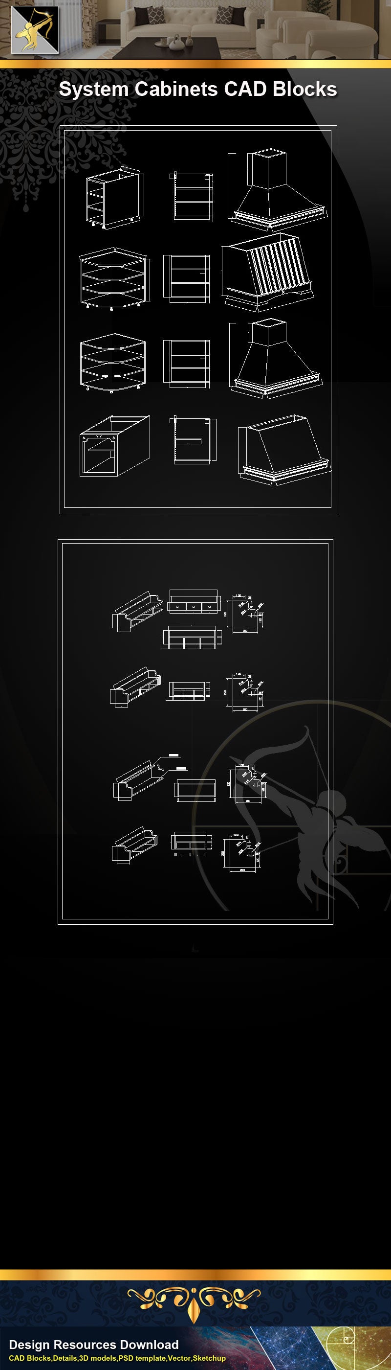 ★System Cabinets CAD Blocks V3-Bookcases,Cabinets,Desks,computer desks,Dishwashers,Kitchen,Storage cabinets,Storage system