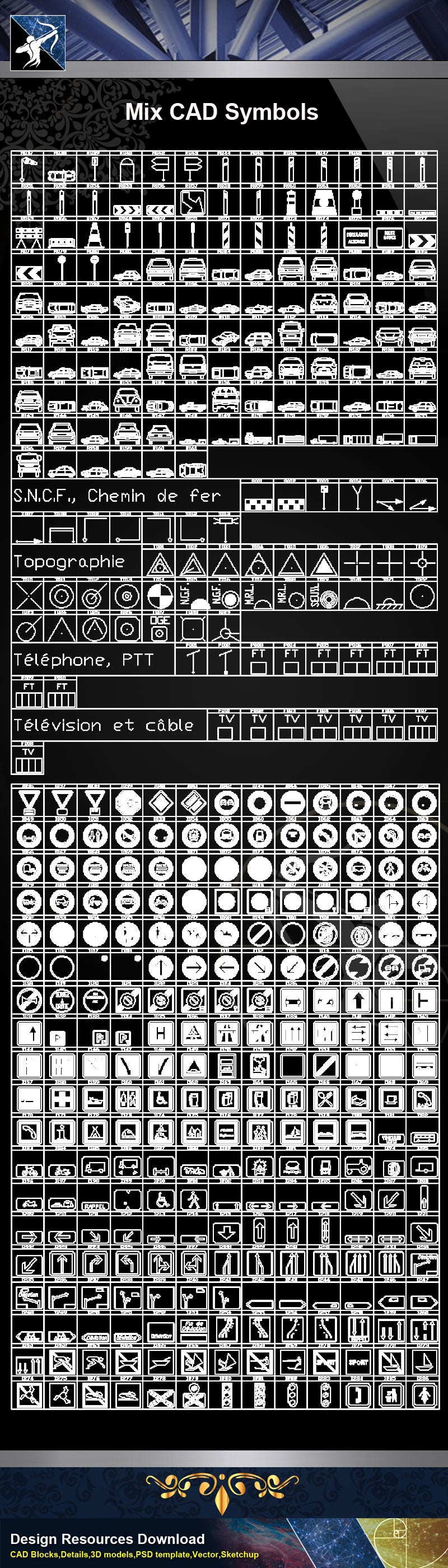 ★【Free Symbols CAD Blocks】Mix cad Symbols