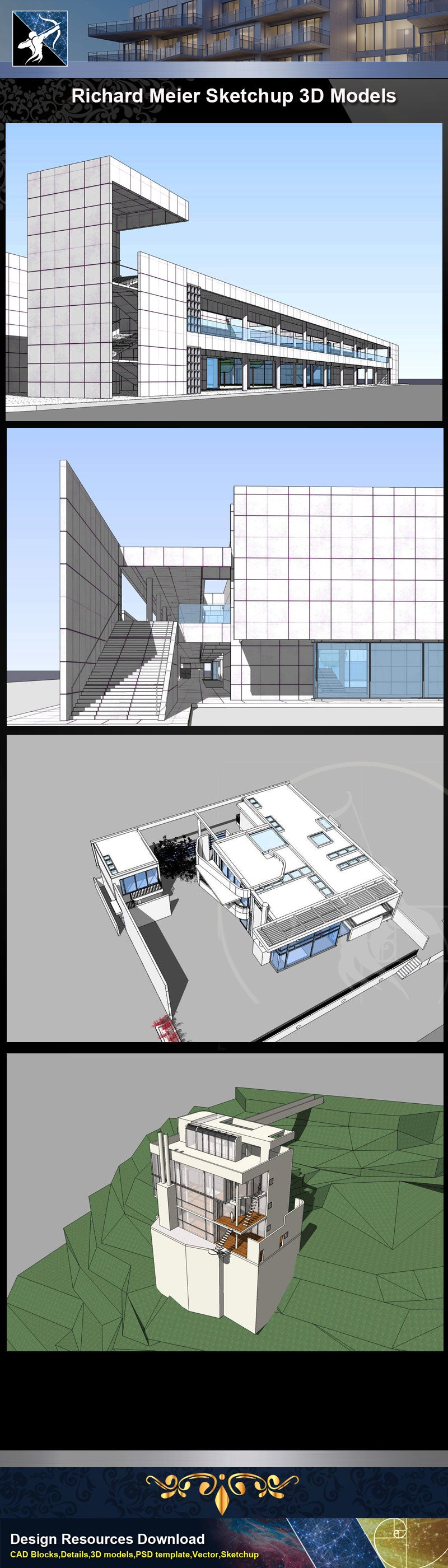 ★Famous Architecture -Richard Meier Sketchup 3D Models