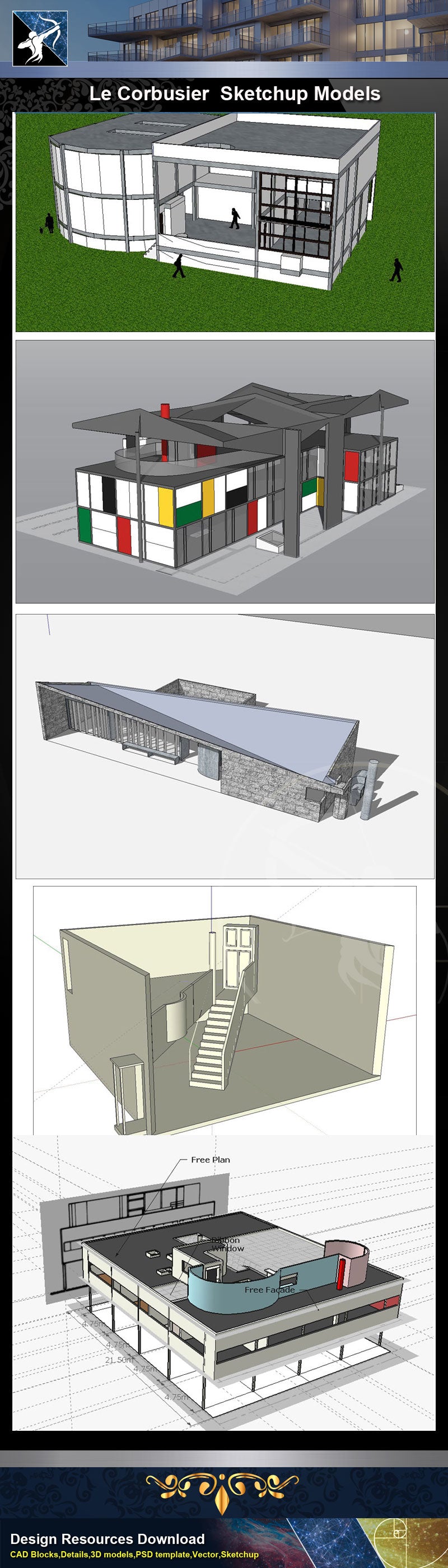 ★Famous Architecture -24 Kinds of Le Corbusier Sketchup 3D Models