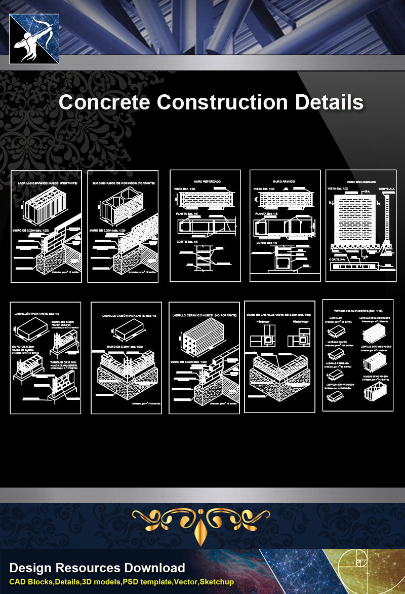 ★【Concrete Details】Different types of masonry work design drawing