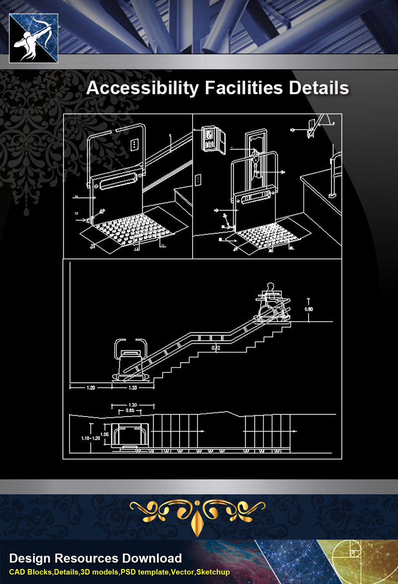 【Free Accessibility Facilities Details】Accessibility Facilities CAD Details 1