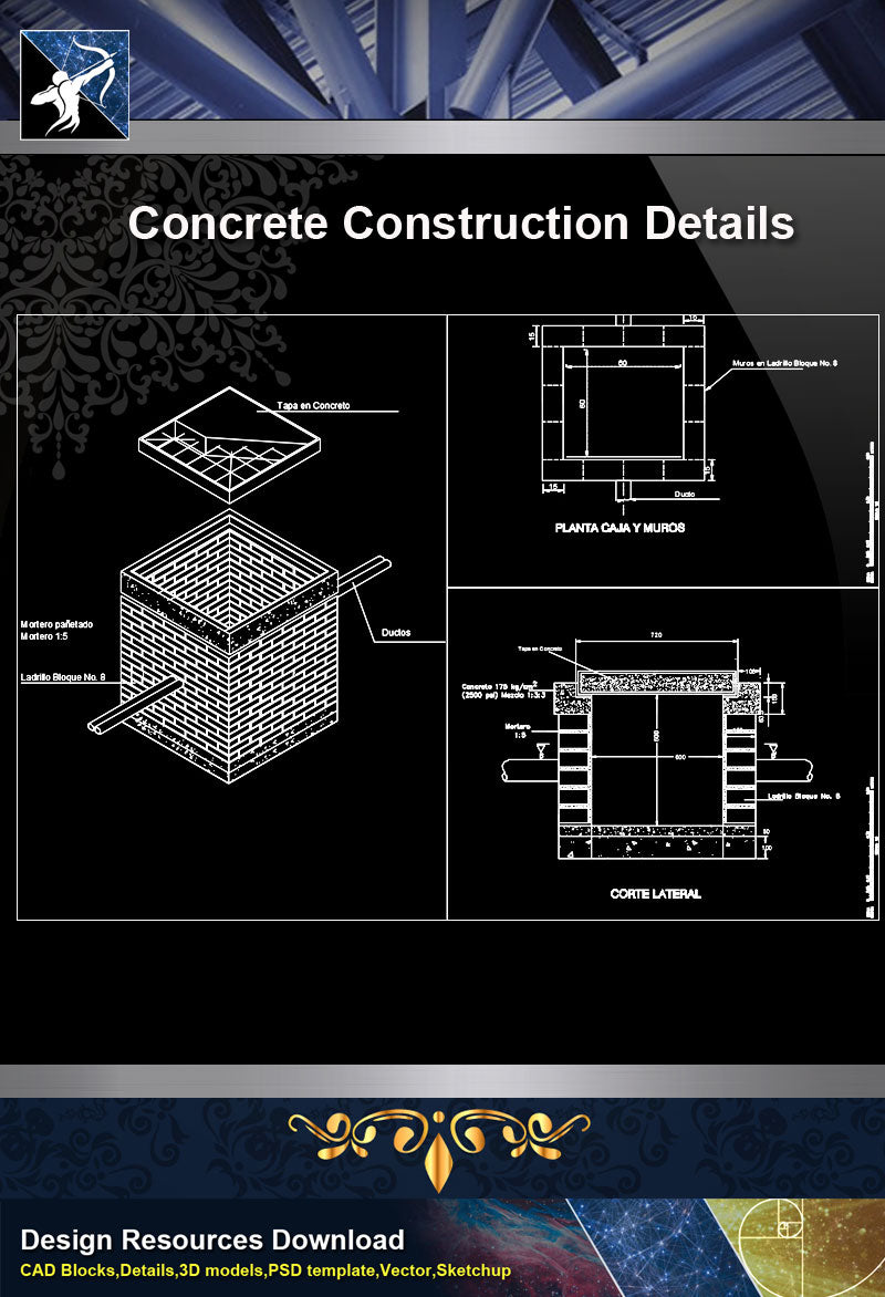 Construction detail of box paso electric under ground