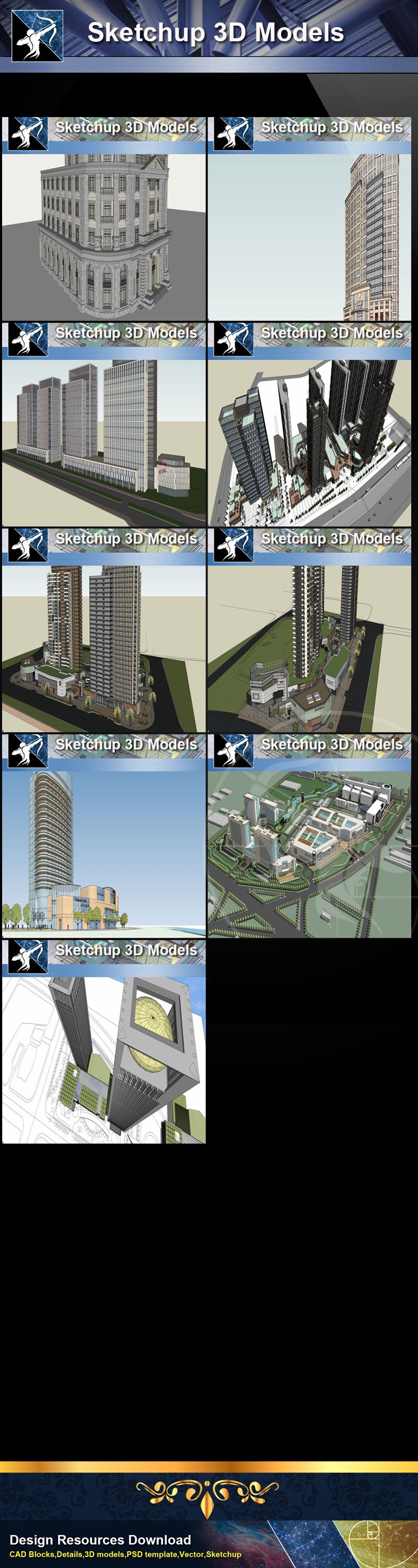 ★Best 37 Types of Commercial,Office Building Sketchup 3D Models Collection(Recommanded!!)