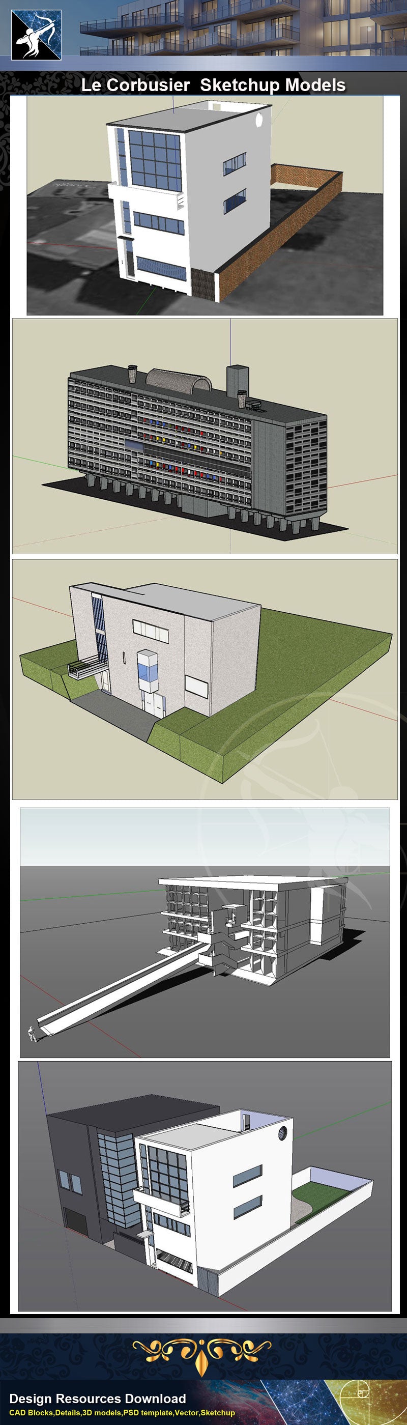 ★★Total 107 Pritzker Architecture Sketchup 3D Models★ (Best Recommanded!!)