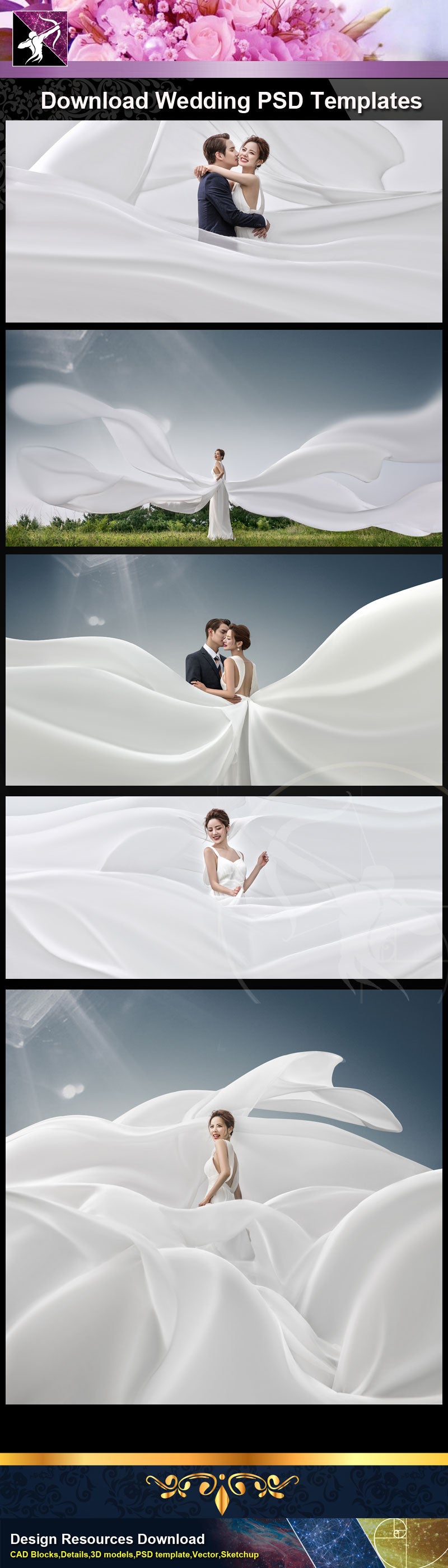 Photoshop PSD Wedding Templates “PSD” file can be used in wedding album design.