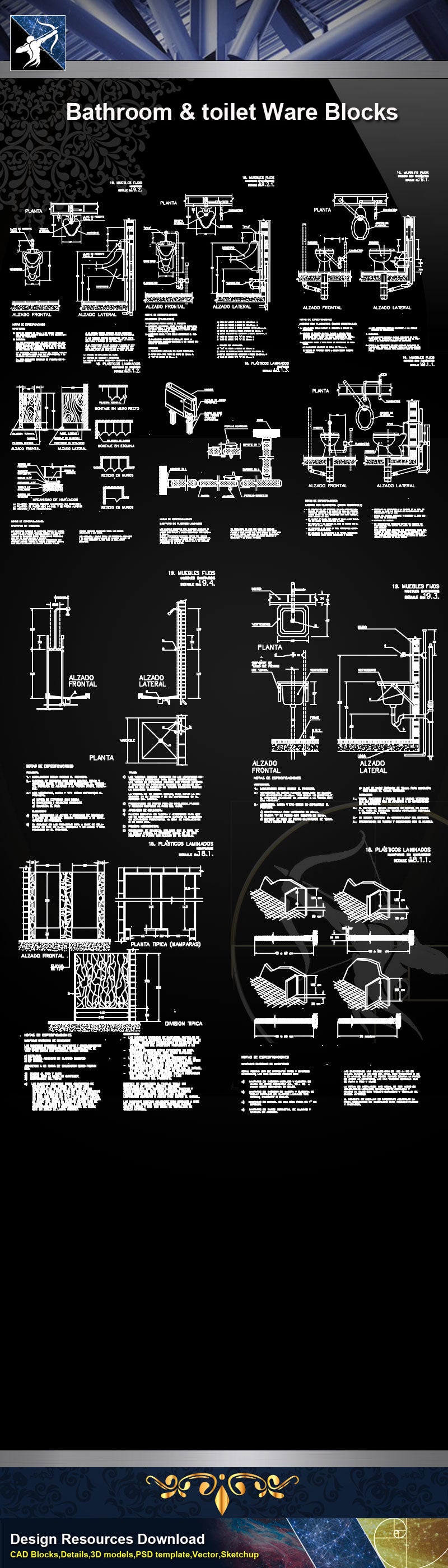 ★【Sanitations Details】Bathroom & toilet Ware Blocks