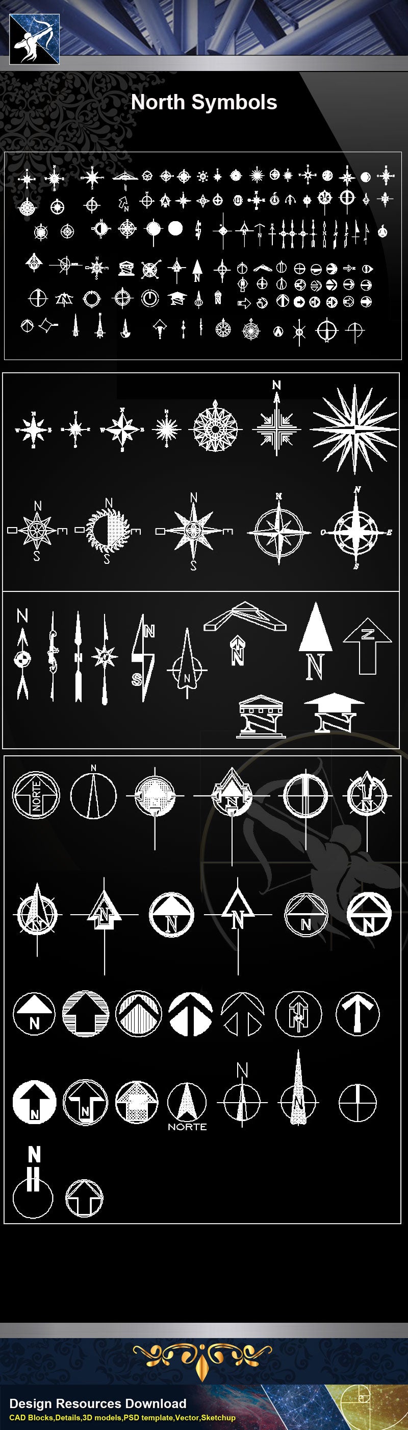 【Free Symbols CAD Blocks】North Symbols
