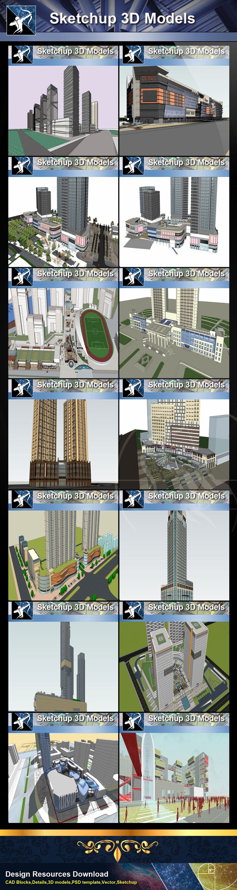 ★Best 20 Types of City,Residential Building Sketchup 3D Models Collection(Recommanded!!)