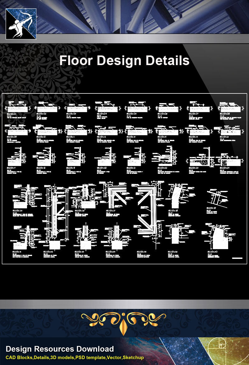 Floor Details】Flooring design detail cad files