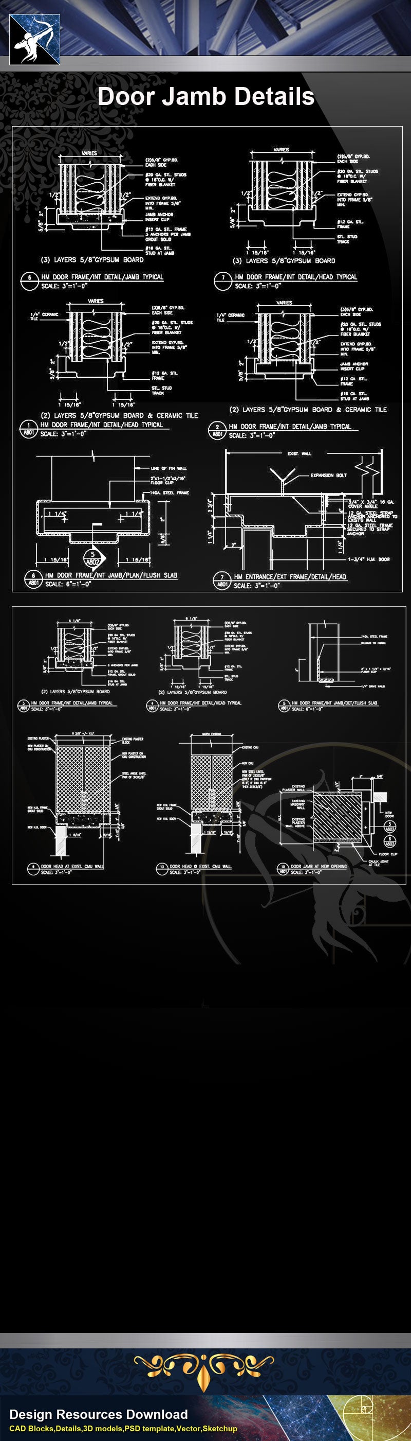 【Wood Constructure Details】Door Jamb Details