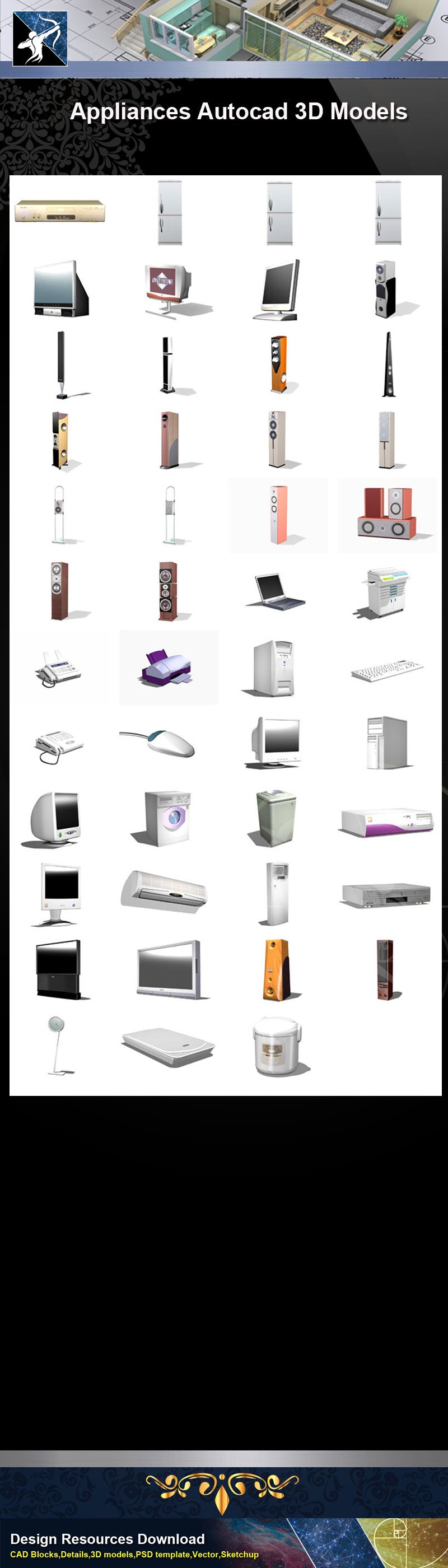 ★AutoCAD 3D Models-Appliances Autocad 3D Models